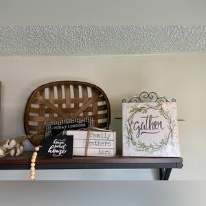 “Gather” farmhouse decor canvas sign with metal hanger